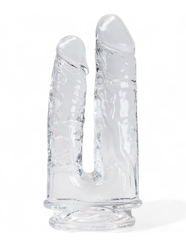 Double Gode Ventouse Transparent